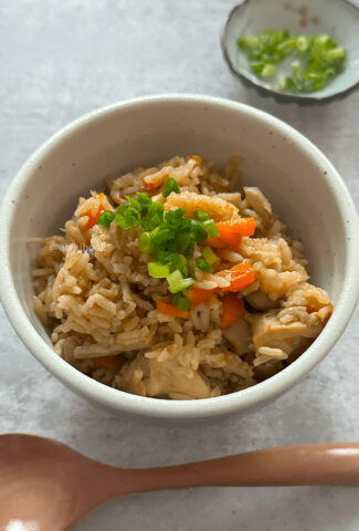 Japanese Mixed Rice with Chicken and Mushrooms
